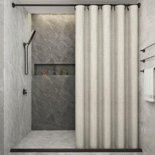 LIANG QI Elegant shower curtain Bathroom bathtub partition Quality linen-like fabric Home Waterproof mildewproof thick curtains