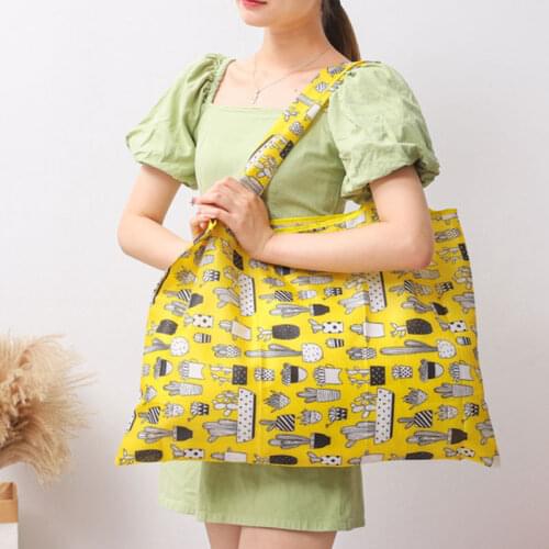 Flower Print Reusable Folding Shopping Bags Grocery with Pouch Large Size Eco Portable Shoulder Handbag Polyester Travel Tote