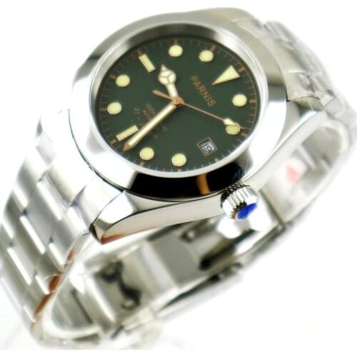 40mm Parnis Green Dial mens Watches Military Beautiful Citizen 21 Jewels Automatic Movement mens Watch