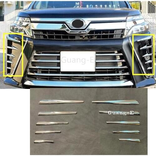 Car Body Sticker Grill Grille Trim Front Head Fog Light Lamp Frame 10pcs For Toyota Noah Voxy 80 Series 2014 2015 2016 2017 2018