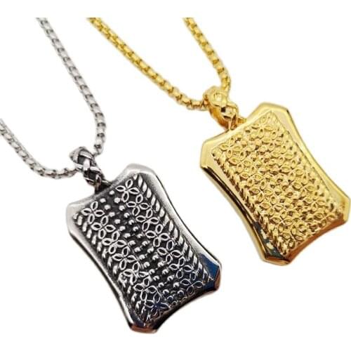 New arrival Vintage 316L stainless steel 4 leaves clover dog tag pendant necklace mens dog tag necklace fashion jewelry
