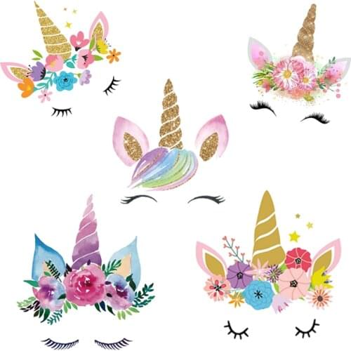 Iron on transfer for clothes vinyl transfer patches stickers for Clothing iron on transfer cartoon unicorn badge stickers stripe