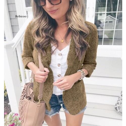 Womens Suit Jacket New Spring And Autumn Fashion Casual Cotton No Deduction Long Sleeve Leisure Solid Color Loose Blazer