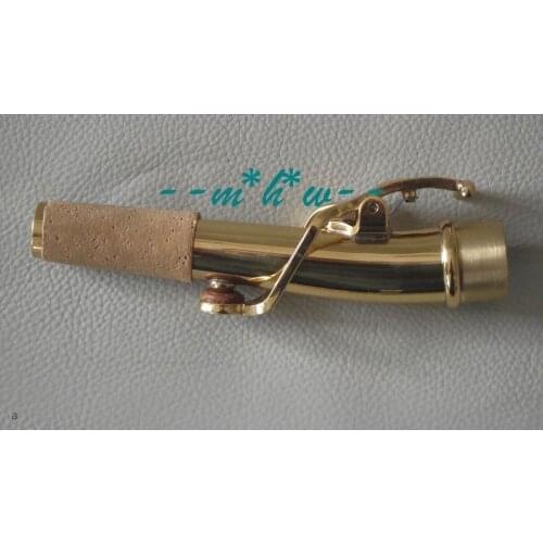 Excellent curved Soprano saxophone neck gold lacquer brass material