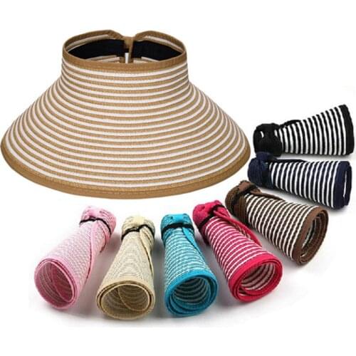 Empty top hat hat summer sun hat folding big eaves sun hat trend sunscreen sunshade straw hat beach hat low price wholesale