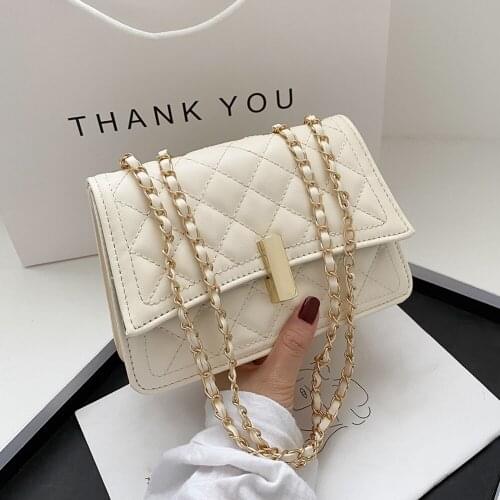 Fashion Lattice Pattern PU Leather Messenger Bag Women Solid Color Casual Purse Female Shoulder Crossbody Handbag Pouch