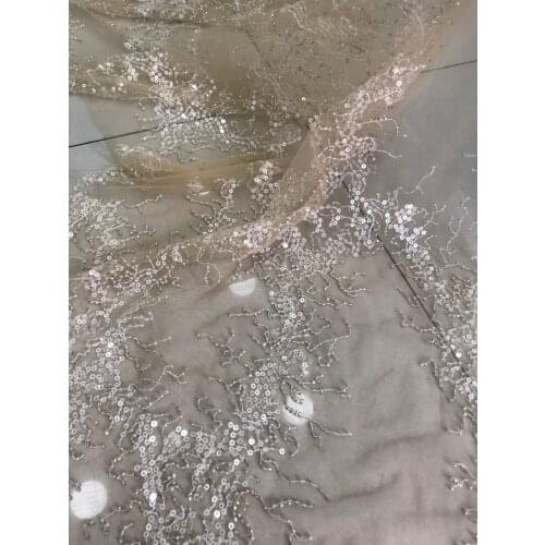 Tulle Lace Fabric L-98918 High Quality beaded Lace Fabric Nigerian Lace Fabric with sequins