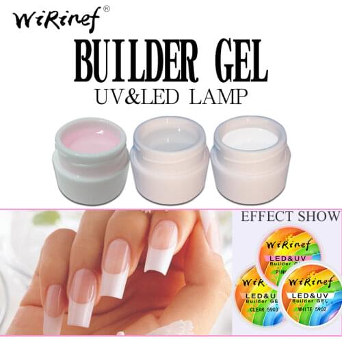 WiRinef 3 Colors Nail Extension Uv Builder Gel LED UV Lamp for Extend Nail Manicure Transparent Pink Nail Gel