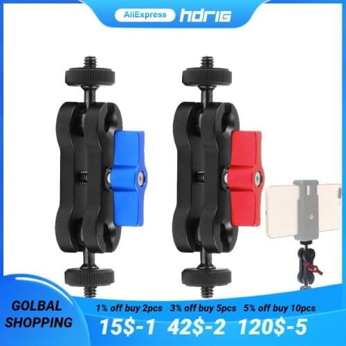 HDRIG 1/4" Screw Mobs Hand Double Ball Head SLR Camera Magic Arm Gimbal Bracket Monitor Bracket Strange Hand Hot Shoe Ball Head