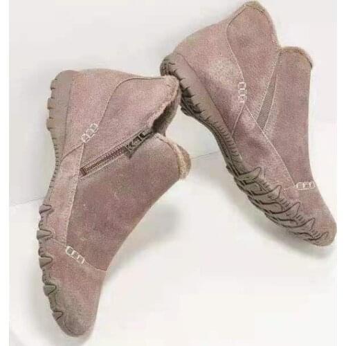 Casual Snow Boots Women 2021 New Thick Velvet Zipper Boots Winter Fashion Boots Warmth Flat Heel Ankle Boots Botas De Mujer