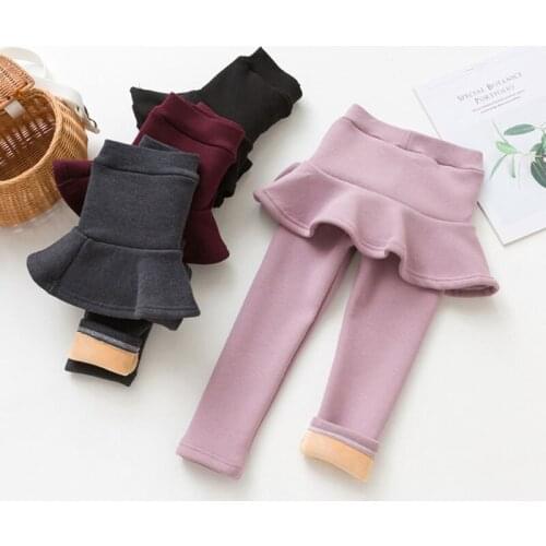 Winter Warm Children Leggings Plus Velvet Leggings For Kids Cotton Girls Skirt-Leggings Thicken Girl Pants Baby Bottom