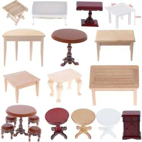Dollhouse Furniture Miniature Wood Plastic Teatable Coffee Table Living Room Kid Toy Miniature Dolls Simulation Home Toy