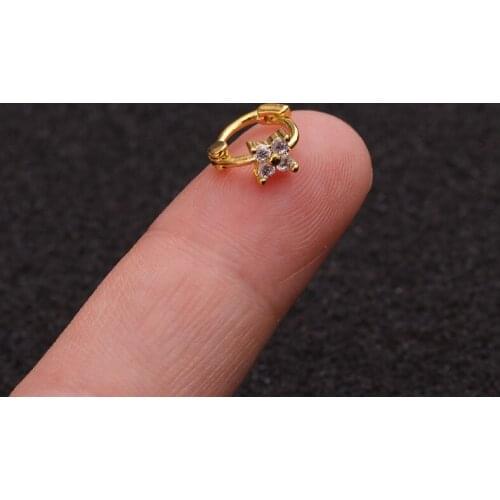 1 PCS Trendy Cute Small Flower Ear Cuff Piercing Earrings Simple Micro Pave CZ Copper Earrings Ear Circle Hoops Jewelry