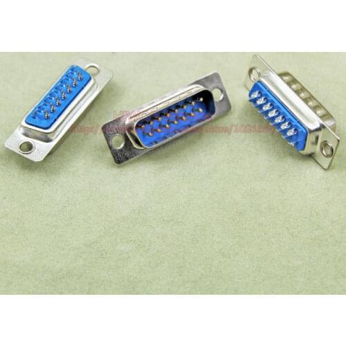 10pcs/lot) DB15 15P Parallel Port DB15 15 Pin D Sub Male 15 Way Wire Solder Connector DB15 Socket Plug VGA Adapter