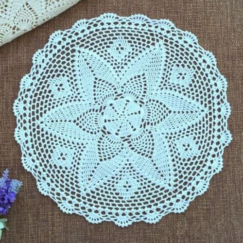 2PCS/LOT Round doily cotton hand made Crochet cup mat, White and Beige color 40CMX40CM Round Coaster Place Mat