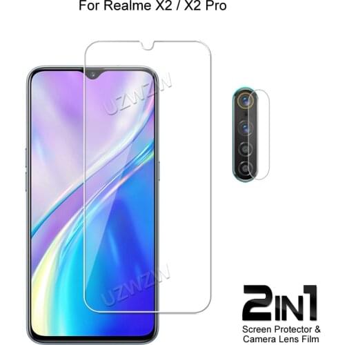 2 in 1 For Realme X2 Pro / X2 Camera Lens Film & Screen Protector Guard Protective HD Tempered Glass Explosion Proof Anti-Shock