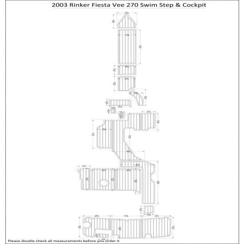 2003 Rinker Fiesta Vee 270 Swim Step & Cockpit Pad Boat EVA Teak Decking 1/4" 6mm
