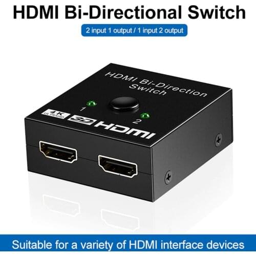 4Kx2K Switcher UHD 2 Ports Bi-Directional Manual 2x1 1x2 HDMI AB Switch HDCP Supports 4K FHD Ultra 1080P for Projector