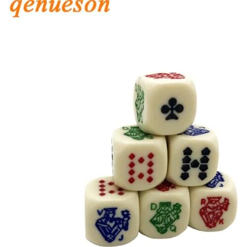 6Pcs/lots Top Quality Poker Carving Dice Sets Tooth Yellow White 16mm Acrylic Rounded Corner Hexahedron Friends Dice Board Games