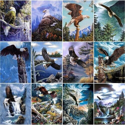 EverShine Diamond Embroidery Animal Picture Of Rhinestone Diamond Painting Eagle Full Square Mosaic Cross Stitch Decor For Home