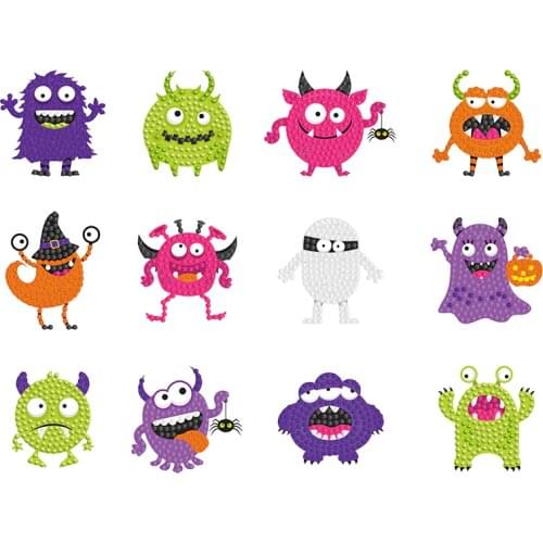 Diamond Painting Stickers for Kids Cartoon Digital Mosaic Sticker for Boys Cute Art Kit for Girls Painting by Number Kits Mosaic