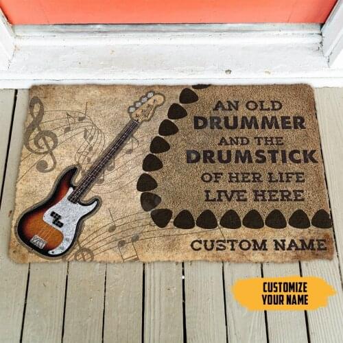 3D Bass Guitars Guitars An Old Guitarist Custom Doormat Indoor Doormat Non Slip Door Floor Mats Decor Porch Doormat