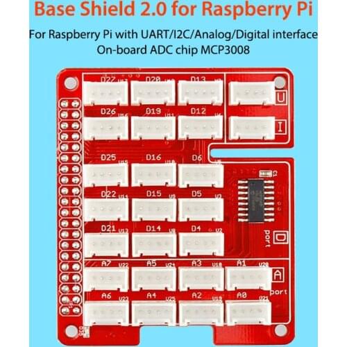 Elecrow Base Shield V2.0 for Raspberry Pi 3 UART/I2C/Analog/Digital interface On-board ADC Chip MCP3008 DIY Kit
