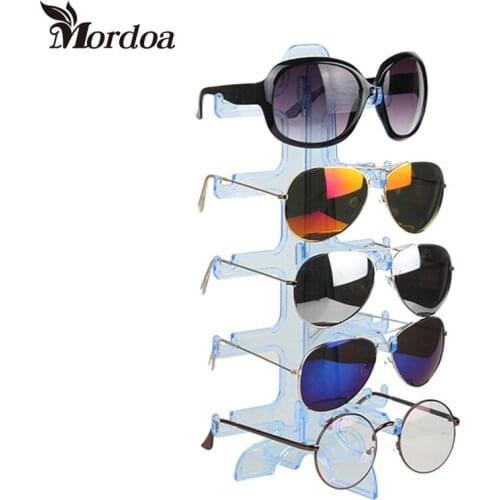 Free Shipping Portable 5 Pairs Plastic Sunglasses Showing Rack Holder Frame 5 Layer Clear Glasses jewelry Display Stand