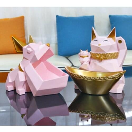 Big Mouth Dog Lucky Cat Home Storage Box Resin Art Sculpture Figurines Home Decor Living Room Decoration Christmas Decoration