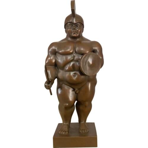Bronze Art Decor Ivoquire Famous Bronze Botero Warrior Statue Sculpture Fat Soilder Bronze Figurines For Home Decoration