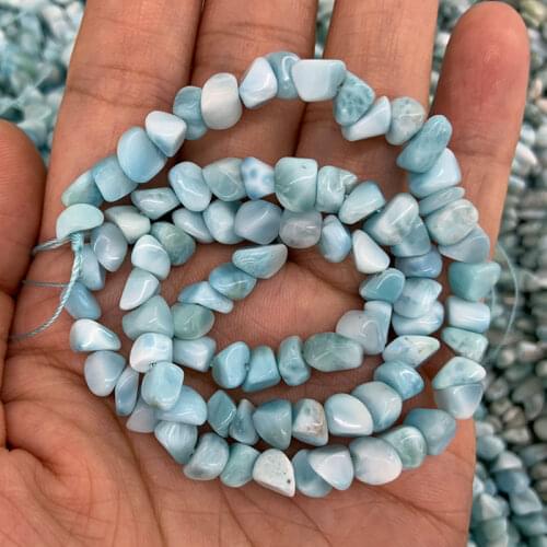 3-5mm Natural Blue Larimar Beads 15'' Freeform Chips DIY Loose Stone Beads For Jewelry Making Beads Accessories Women Necklace
