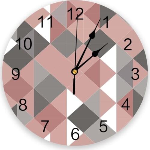 Triangular Repeated Geometric Print Wall Clock Wall Art Silent Non ticking Round Wall Watch for Home Decortaion Best Gift