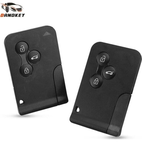 Dandkey 3 Button Smart Card Key Shell For Renault Clio Logan Megane 2 3 Koleos Scenic Card Case Black Car Key Fob With Small Key
