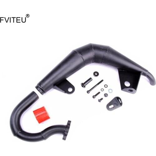 FVITEU Black Metal Tuned Pipe/Exhuat Pipe set for 1/5 Losi 5ive-T Rovan LT King Motor x2