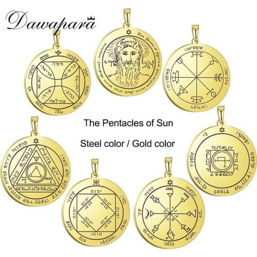 Dawapara Solomon Pendants Pentacle of The Sun Amulet Pendant for Necklaces Stainless Steel Jewelry Talisman Accessories