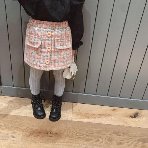 Childrens Clothing 2020 Autumn and Winter New Girls Korean Plaid Skirts Toddler Girl Casual Wool A-line Skirt Baby Clothes 2-7Y