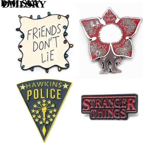 DMLSKY High Quality Metal Pin Stranger Things Brooch Badges For Clothing Enamel Pin Lapel pins jewelry Gifts M3880