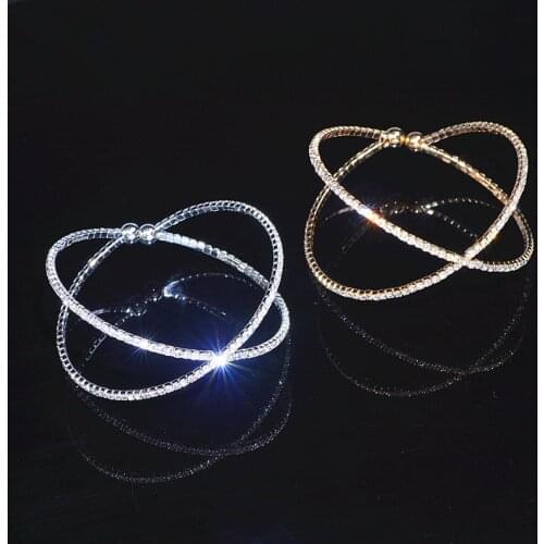 Elegant Fashion Wedding Jewelry Charm Bangles Opening Adjustable Womens Geometric Round Crystal Bangles & Bracelets