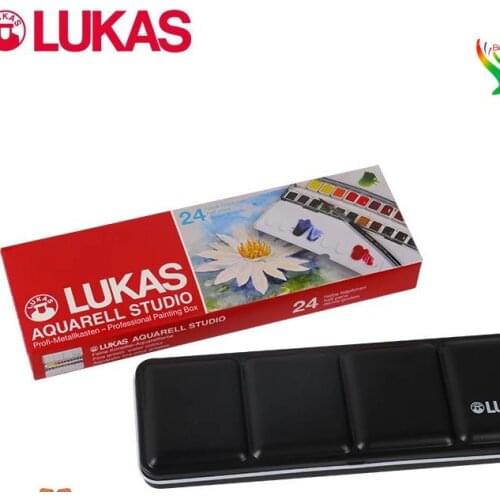Germany LUKAS solid watercolor paint, 24 color iron box transparent watercolor, sketching portable,Artist Quality,art studies