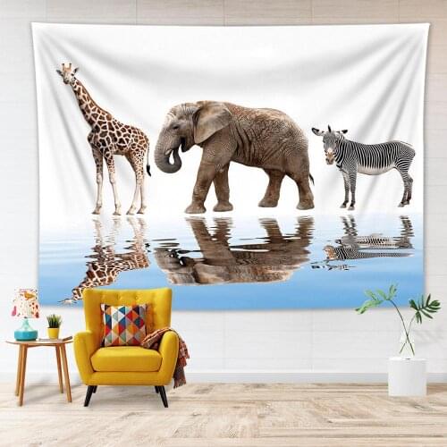 Animal Tapestry Wall Hanging Elephant Wall Cloth Tapestries Art Giraffe zebra Tapestry Fabric Home Decor Blanket Beach Towel