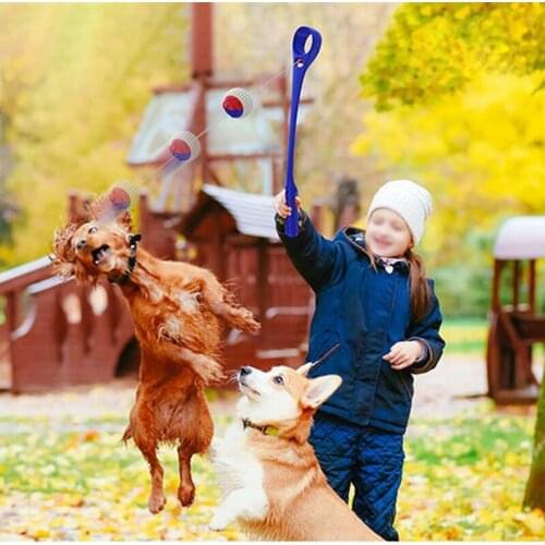 2021NEW Pet Tossing Cue Dog Training Toy Dog Ball Launcher Interactive Chew Toy Training Toy Pet Throwing Stick With Tennis Ball