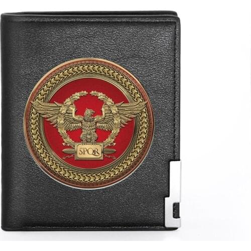 Classic Roman Legions Wallet Leather Purse Men Women SPQR Credit Card Holder Short Male Slim Coin Money Bags