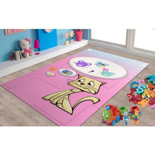 Cat Patterned Carpet ,Non Slip Floor Carpet,Teens Carpet,Turkish Rug