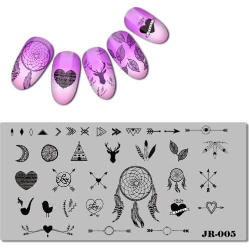 2018 Stainless Steel Nail Stamping Plate Template Love Christmas Eye Mask Bird Cage Easter Flamingo Manicure Nail Tool JR001-010
