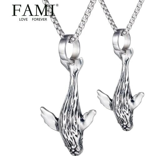 FAMI NACKLACES Fashion trend setter titanium steel couple necklace simple and versatile 52 Hz whale male and female Pendant