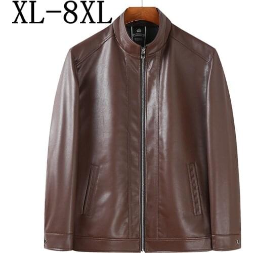 Size 8XL 7XL 6XL 2020 New Mens Leather Jacket Coat Male Stand Collar Casual PU Leather Jacket Men Biker Jacket Brand Clothing