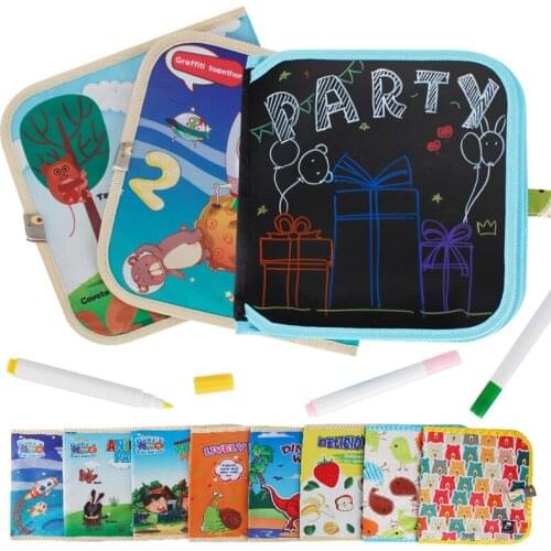 Baby Toys Set Portable Soft Chalk Drawing Board Baby DIY Drawing Book Coloring Book With Water Chalk Kid Painting Blackboard