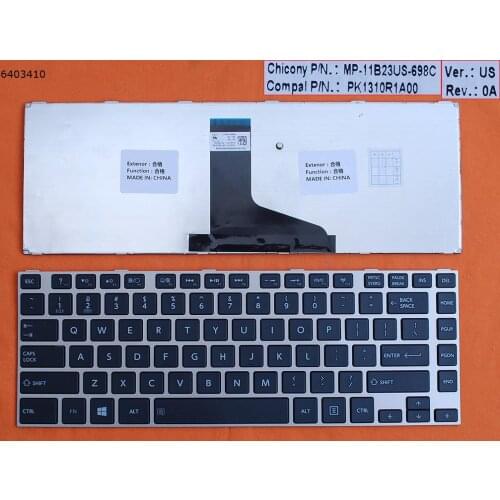 US QWERTY Layout New Replacement Keyboard for Toshiba Satellite L800 L805 L830 L805D L840 L845 L840D L845D Laptop Gray Frame