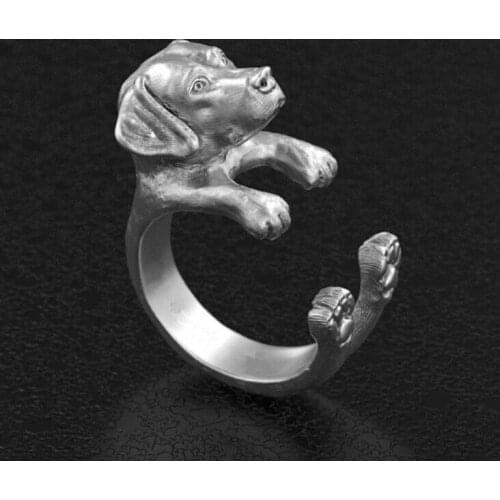 Wholesale the newest handmade labrador retriever in oxidized antique silver/ silver/ gold cuddle ring for all the dog lovers