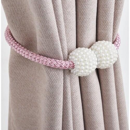 Simple magnetic curtain curtain pearl magnetic buckle strap tie rope wild free punch bedroom living room curtain buckle